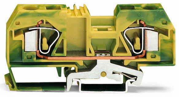 283-907 Клемма WAGО/ВАГО проходная 2-провод. с заземл. 16мм2, желто-зел.